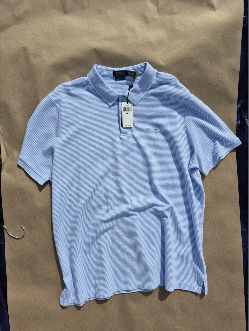 Ralph Lauren Mens Classic Soft Cotton Golf Polo Shirt 2XL XXLBlue White $125 MSR